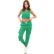 Kadın Askılı Crop Bluz Detaylı Eşofman Takımı 3715-23