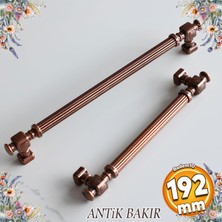 Badem10 Talas Eskitme Antik Bakır Çizgili Metal 192 mm Mobilya Mutfak Çekmece Dolap Kulpu Kulbu Kulpları