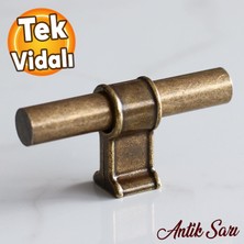 Badem10 Hisar Antik Sarı Metal Düğme Tek Vidalı Çekmece Mutfak Mobilya Dolabı Kulbu