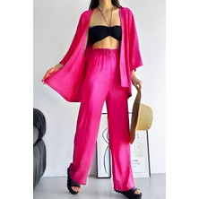 Yakamel Kadın Bol Paça Dökümlü  Palazzo Kimono Alt Üst Takım