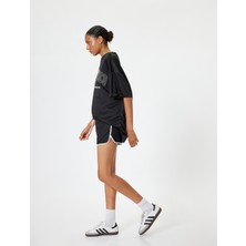 Koton Oversize Spor T-Shirt Bisiklet Yaka Slogan Baskılı Kısa Kollu