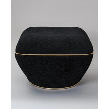 Zem Lulu Puf,  Teddy Kumaş Siyah Gold