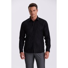 Jakamen Siyah Comfort Fit Ütü Gerektirmeyen %100 Pamuk Non İron Gömlek