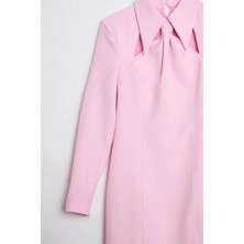 Robin Perla Kravat Detaylı Fit Elbise Pembe