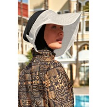 Remsa Mayo  Fiyonklu Katlanabilir Vizör Hasır Şapka Güneş Koruyucu Siperlik Rş-78 Beyaz