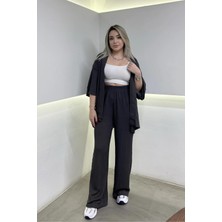 Yakamel Kadın  Dökümlü Bürümcük Yazlık Kimono Alt Üst Takım