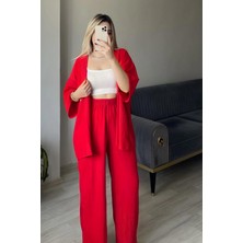 Yakamel Kadın  Dökümlü Bürümcük Yazlık Kimono Alt Üst Takım