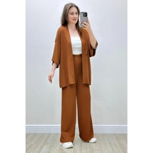 Yakamel Kadın Dökümlü Bürümcük Yazlık Kimono Alt Üst Takım