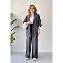 Yakamel Kadın Dökümlü Bürümcük Yazlık Kimono Alt Üst Takım