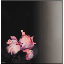 Pembe Süsen Desen Twill Ipek Eşarp