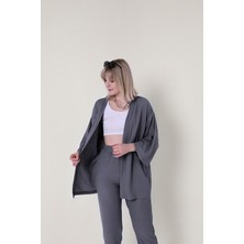 Yakamel Kadın  Salaş Bol Paça Bürümcük Palazzo Yazlık Kimono Alt Üst Takım