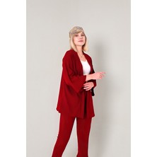 Yakamel Kadın  Salaş Bol Paça Bürümcük Palazzo Yazlık Kimono Alt Üst Takım