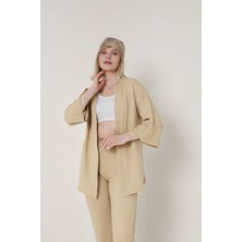 Yakamel Kadın  Salaş Bol Paça Bürümcük Palazzo Yazlık Kimono Alt Üst Takım