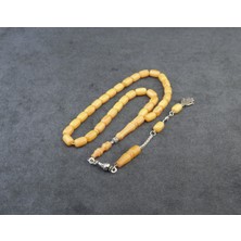 Burhan Sağlam Kapsül Kesim 12X8 mm Sıkma Kehribar Alpaka Püsküllü Tesbih