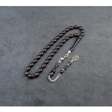 Burhan Sağlam Arpa Kesim 12X8 mm Ateş Kehribar Alpaka Püsküllü Tesbih