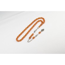 Burhan sağlam Burhan sağlam Kapsül Kesim 11x7 mm Sıkma Kehribar Alpaka Püsküllü Tesbih