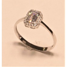 Güler Kuyumculuk Beyaz Altın Baget Taşlı Yüzük