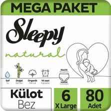 Sleepy Natural Külot Bebek Bezi Mega Paket 6 Beden 80 Adet