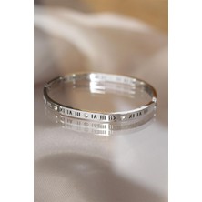 Ely Shop Çelik Roma Rakamlı Silver Renk Cartier Bilezik