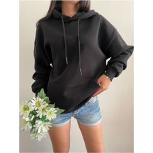 3 Iplik Şardonlu Kapşonlu Sweatshirt