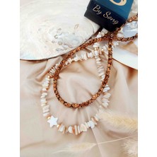 By Song Jewelry Sedef ve Hematit Doğaltaşlı Kolye