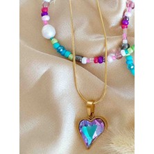 By Song Jewelry Çelik Kalp Kolyeli, Gerçek Incili Boncuk Kolye
