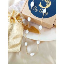 By Song Jewelry Gerçek Inci Çelik Kolye