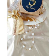 By Song Jewelry Gerçek Inci Çelik Kolye