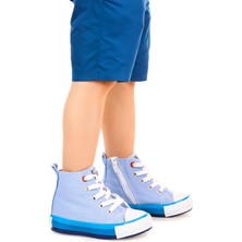 Kiko Kids Tinna Bağcıklı Erkek Bebek Boğazlı Keten Spor Ayakkabı Mavi