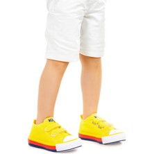 Kiko Kids Linen Cırtlı Erkek Bebek Keten Spor Ayakkabı Sarı