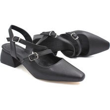 Prego (Wiesse) Kapalı Burun Çift Tokalı Alçak Topuk Kadın Ayakkabı Siyah