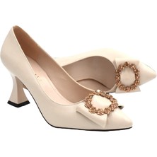 Prego (Kırcalı) Topuklu Kadın Ayakkabı Ten