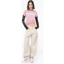 Pinko Yuvarlak Yaka Baskılı Siyah Kadın T-Shirt 103130A1LV