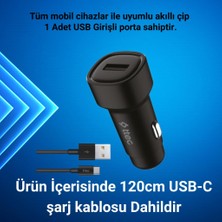 Ttec Şarj Akım Korumalı 12W USB Girişli Type-C Kablolu Araç Şarjı Araç Çakmaklık Araç Şarj Seti