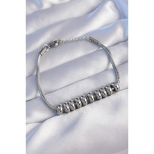 Callerrons Accessories  316L Çelik Gümüş Renk Oval Figürlü Bileklik - EBJ240629W25007