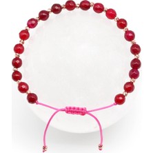 Alibaba Doğaltaş Akik Doğal Taş Makrome Örme Bileklik Fasetli Küre Kesim