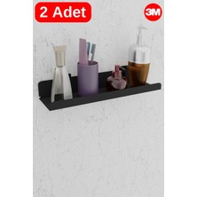 Risingmaber 3m Ultra Güçlü Yapışkanlı Siyah Mutfak&banyo Rafı, Çok Amaçlı Organizer Raf 2 Adet MT96S