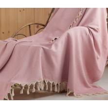 Miracolo Home Pamuklu Tekli Koltuk ve Berjer Örtüsü - Tv Battaniyesi Throw- Line- 120*150 Cm. Saçakları Bağlı Önden Saçaklı