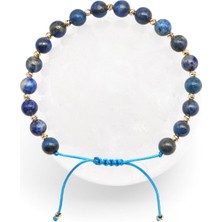 Alibaba Doğaltaş Lapis Lazuli Doğal Taş Makrome Örme Bileklik Küre Kesim