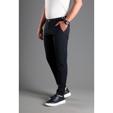 Zeki Özer Erkek Lacivert Beli Tokalı Keten Pantolon