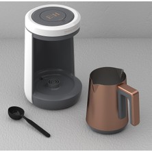 English Home Tkm 6001 Çelik Cezve Türk Kahvesi Makinesi 320 ml Kapasite Beyaz-Bakır Tasarım