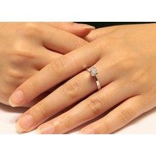 Güler Kuyumculuk 14 Ayar Beyaz Altın Tek Taş Yüzük