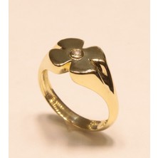 Güler Kuyumculuk Altın Taşlı Yonca Model Yüzük