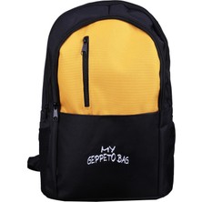 My Geppeto Bag Yeni Model Okul Sırt Spor Günlük Çantası Siyah Sarı