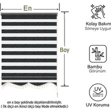 Mekstor Soft Bamboo Siyah Gri Kırçıllı Zebra Perde ( Etek Boncuklu )