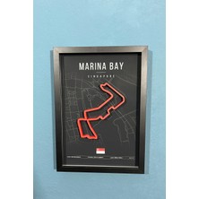 Besthree Formula 1 (F1) Marina Bay Street Circuit (Singapur) 3 Boyutlu Çerçeveli Tablo