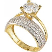 Güler Kuyumculuk Altın Alyanslı Tek Taş Yüzük