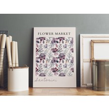 Pegziz Santorini Botanik Renkli Çiçekler Dekoratif Kanvas Tablo - Modern Duvar Dekorasyon Sanatı