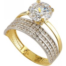 Güler Kuyumculuk Altın Alyanslı Tek Taş Yüzük