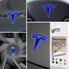 Ipg Tesla Model Y Özel Kesim Logo Seti - Direksiyon Ön Arka Jantlar ve Sensörler Için 8'lu Tesla Logo Sticker Seri